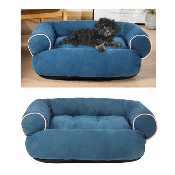 犬用ソファベッド、ペットベッド、暖かく快適な秋のベッド、ブルー、ミディアム