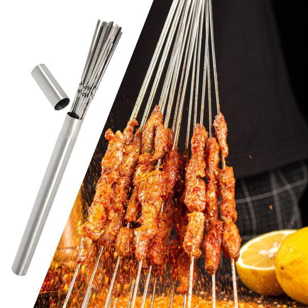 フラットロングシシカバブ串 50本 BBQ串 ケバブ肉丸焼き用