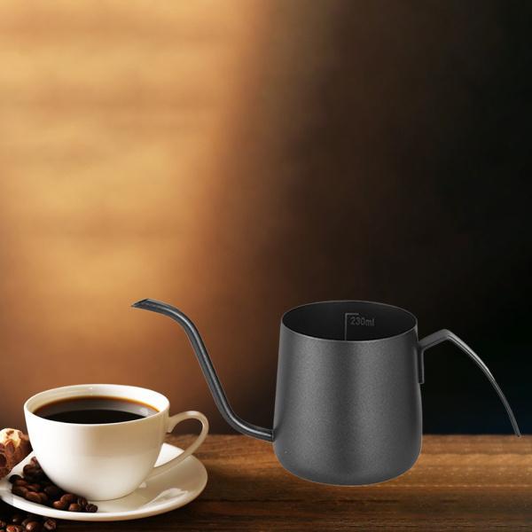 食料雑貨類評価のステンレス鋼鋼コーヒーケトルグースネックコーヒーポット小っちゃい口250ml黒いこと