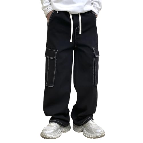 成人男性用ワイドレッグジーンズ、今めかしい、衣嚢複数形付き添い人、つけ加える大いさ、ゆったり、秋、冬、春向け メンズファッション-ズボン・パンツ
