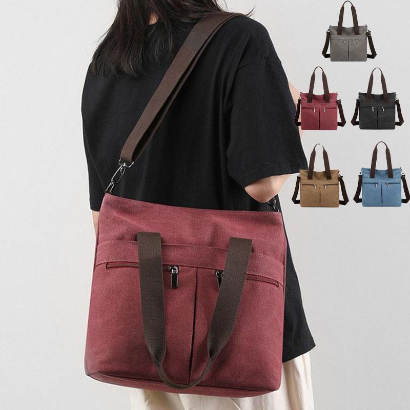 春 夏ショルダーバッグ 2way 手提げ ハンドバック 帆布 キャンヴァス 2層式 納める 実用的  通い通学旅する 大静電容量 袋 鞄 レディース