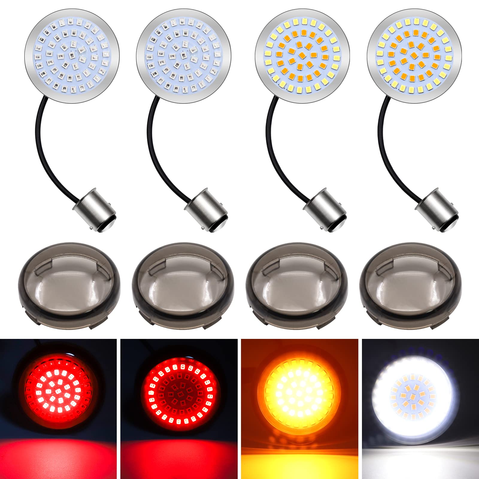 1157 LED 自動二輪車 ウィンカー デイライト DRL 打ち切り照明ランプ ターンシグナルランプ ダブル 2in ハーレー相応う 12V 道のり命令すること器 2発しる流行り物 5糎丸形 小型 高明快さ 雨合羽 先だつもの光＆赤光