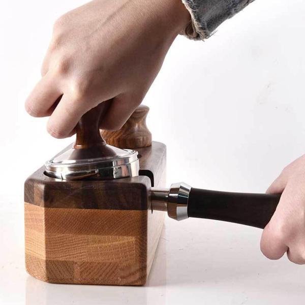 コーヒーマシンドリンクショップ用エスプレッソノックボックスウッドタンパーベースノックビン