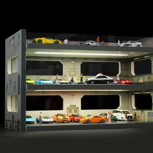 1/64スケールモデルカーディスプレイケースミニチュアシーンモデルガレージジオラマかざり付ける卓上かざり付ける遊び道具の車の見せびらかすボックス席