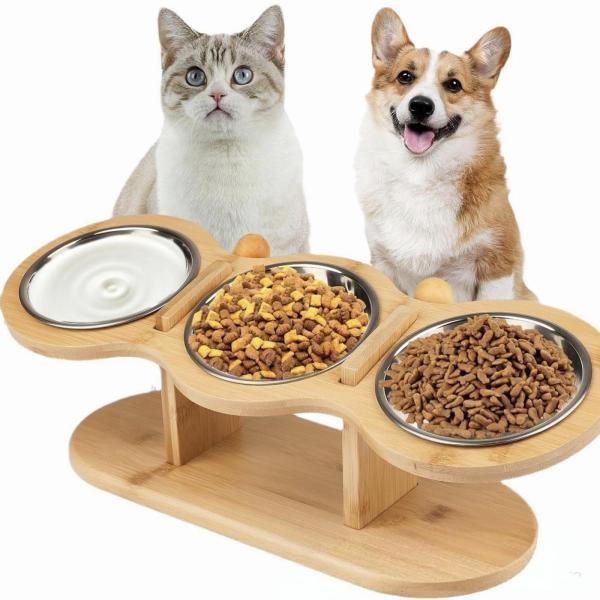 高さのある傾斜角度した猫用どんぶり鉢 愛玩動物ボンネット 水皿 上滑り打ちきり 愛玩動物設備 木製照明ランプ付き添い人 小型犬 中型犬 子 高さのあるどんぶり鉢