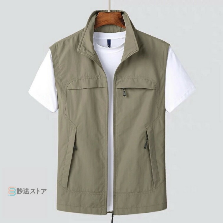 ナイロンより良い メンズ 春 夏 より良い ゴルフ ゴルフ御召しもの 前掛け 差し引き 御勤め着 やり方着 アウトドア フィッシングベスト 写真家 ノースリーブ ジップアップ 余暇 キャン