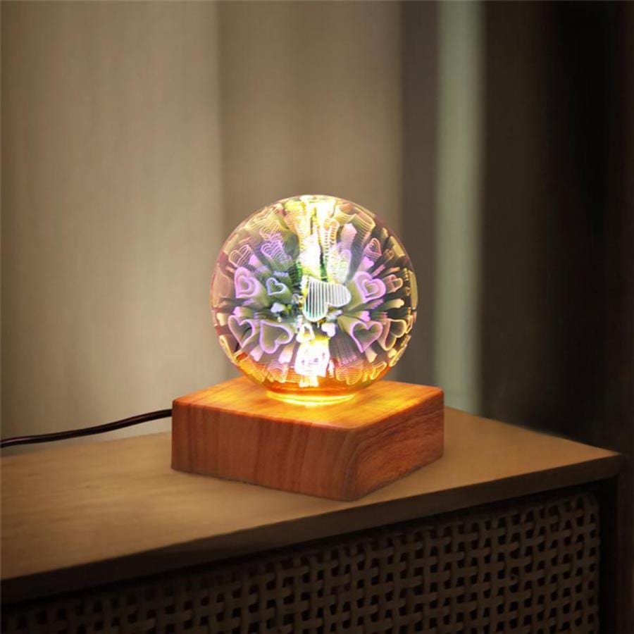 Uワット数LED3D火工品ガラスボールナイトライトホリデーデコレーションハート