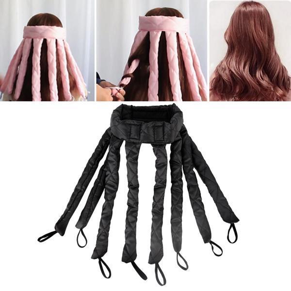 タコヒートレスヘアカーラーレイジーカーラーヘッドバンドブラックロングヘア用
