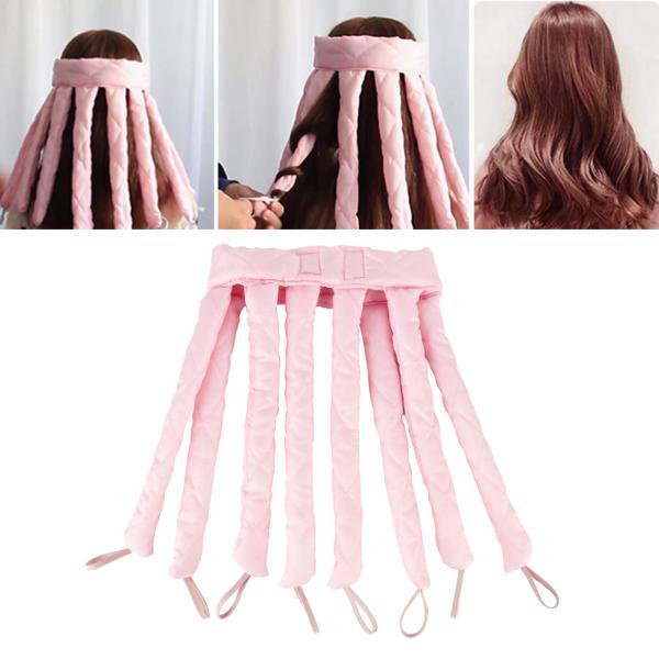 タコヒートレスヘアカーラーレイジーカーラーヘッドバンドピンクロングヘア用