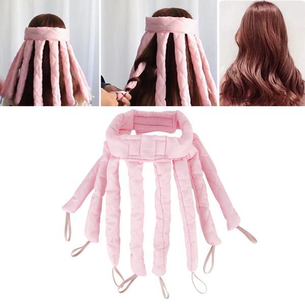 タコヒートレスヘアカーラーレイジーカーラーヘッドバンドピンクショートヘア用