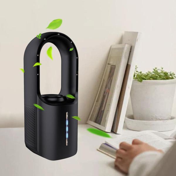 羽根なし卓上扇風機、パーソナルデスクファン、コンパクトで静音、ポータブルでカラフルなナイトライト、3段階の速度調節可能、自宅リビングルーム用｜正申R
