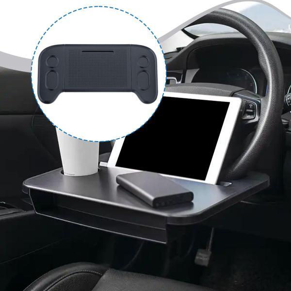 車内での食事に便利な折りたたみ式フードトレイテーブル。車のステアリングホイールトレイアクセサリー。軽量で丈夫。メイクアップに最適。25.6x14.6イ|正申R