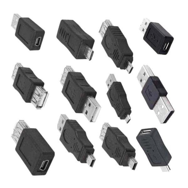 ミニUSB マイクロUSB 12点セット ミニコンバータ アダプター 高速USB ブラック｜正申R