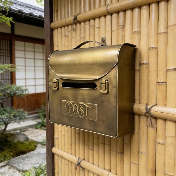 郵便受け新聞ホルダー壁掛け装飾大容量ゴールドアイアン提案ボックス屋外住宅庭中門用|正申R