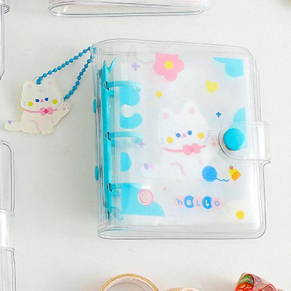 かわいいミニ フォト アルバム 10 ポケット ID ホルダー ペンダント フォトカード ホルダー ブルー|正申R