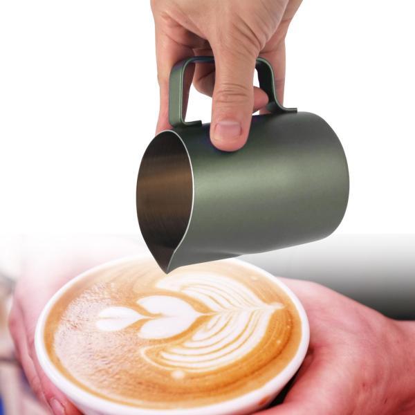 ラテアートチャイカプチーノグリーン600ML用コーヒーミルク泡立て用ピッチャーカップ｜正申R