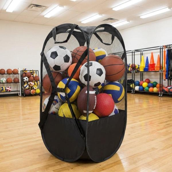 スポーツボールバッグ バスケットボール メッシュボールバッグ サッカーボール フットボール バレーボール用 ブラック|正申R