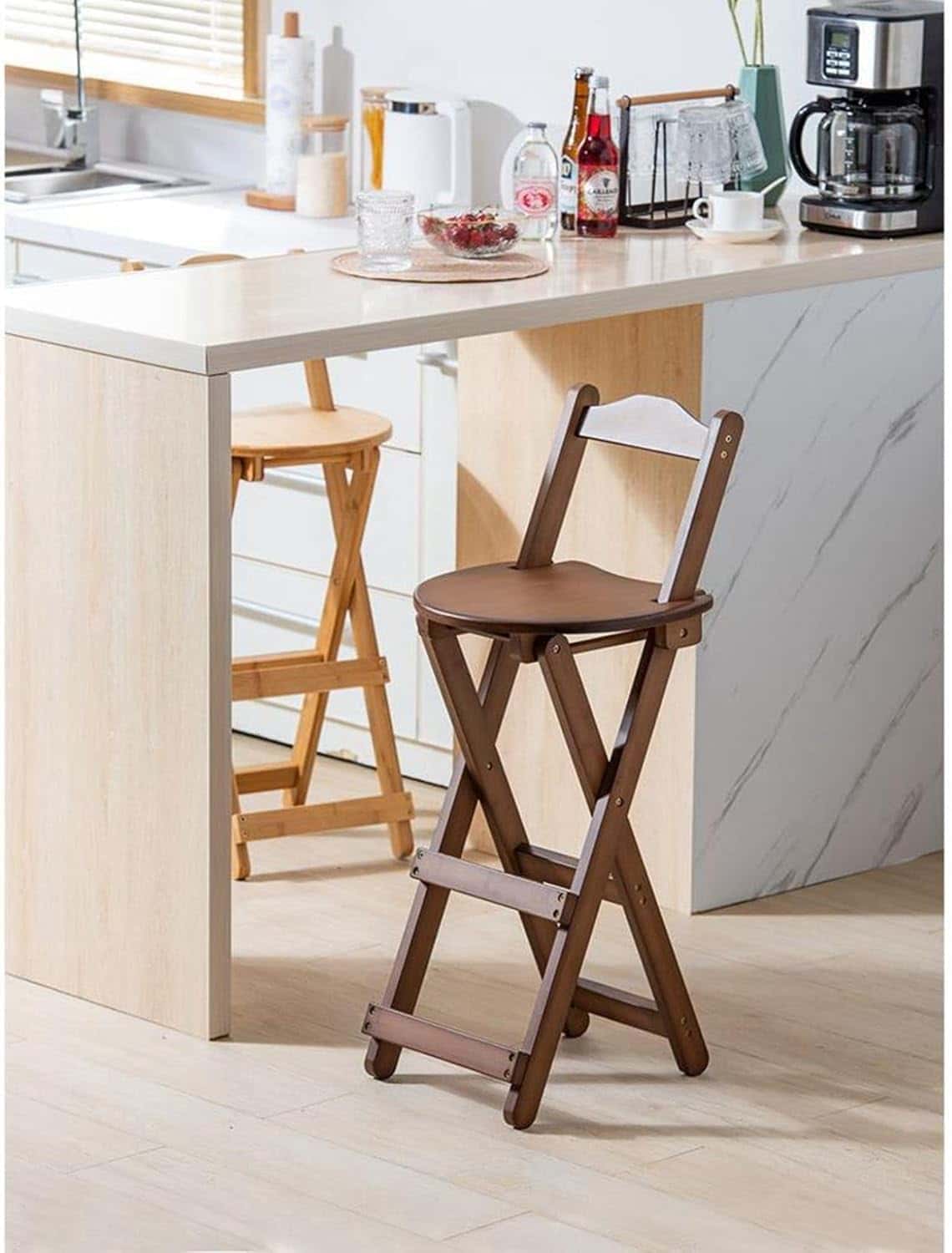 楽天市場】折りたたみスツール 木製 背付き ダイニングチェア 高い椅子