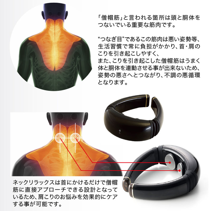 楽天市場 首 ネック マッサージ Ems リラックス首 肩 ひどい マッサージ スッキリネックリラックス Neck Relax 低周波 Ems リンパマッサージ スマホ首 疲れ 肩こり 首こり 整体ラボ