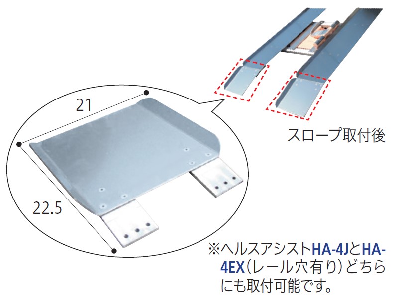 ヘルスアシストHA-4J用 段差解消スロープ 2枚組 HA-4EXS レール穴有|青雲百貨店
