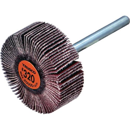 ＴＲＵＳＣＯ セラミックフラップホイール 軸径３ｍｍ ＃３２０ 外径２５×幅１０×軸長３０ （１０個入） TCF2510-CE-320