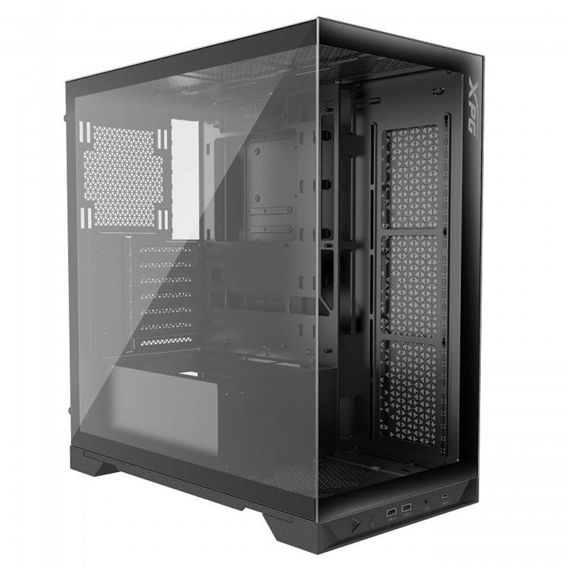 XPG INVADER X ピラーレス 強化ガラス ショーケース型ミドルタワー ブラック INVADERXMTWOF-BKCWW-A