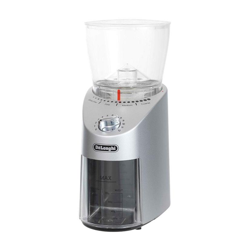 DeLonghi(デロンギ) De'Longhiコーヒーグラインダー KG366J コーン式 コーヒー豆310g分 安全設計 中挽き~極細挽き 粒度16段階 低速グラインディング 低摩擦熱 電源コードホルダー [シルバー] ファミ