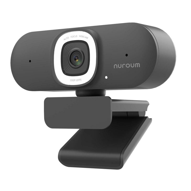 Nuroum 4K WEBカメラ LEDリングライト付き ウェブカメラ フルHD 60fps ノイズキャンセリングマイク付き オートフォーカス 自動画角調整機能付き 90°視野角 ミュート機能 プライバシー保護 USBプラ
