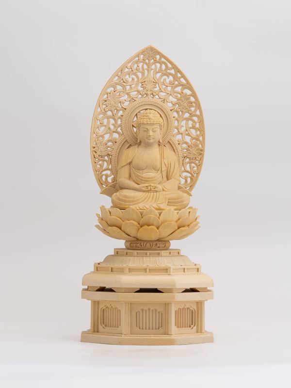 木彫仏像 阿弥陀如来 座像22.5珊（木製：桧木）＿戌・亥年出どころ 十二支防御すること本尊 干支 (あみだにょらいWhi)