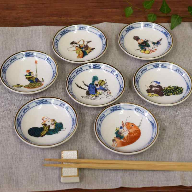 和座の蔵 お皿 セット おしゃれ 食器 九谷焼 小皿 7枚セット 七福神 陶器 高級 ブランド 和食器 取り皿 日本製 結婚祝い プレゼント ギフト
