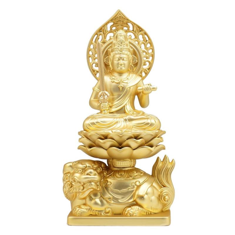 文殊菩薩 １５．０ｃｍ 金鍍金仕上 アロイ製 [仏像]
