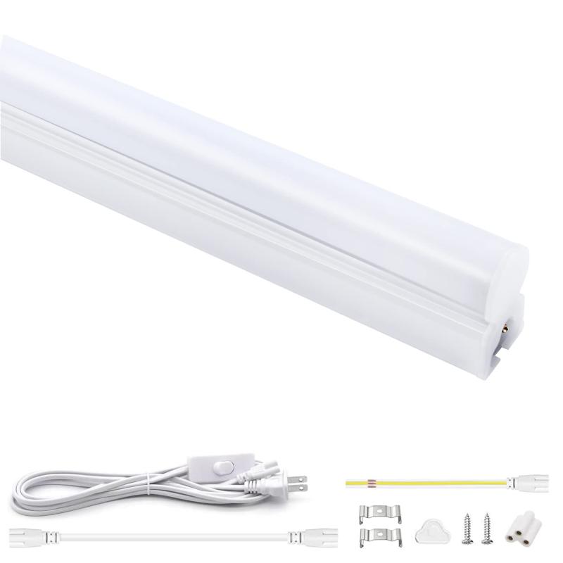器具一体式led蛍光灯 20Ｗ形 直管 9.5Ｗ省エネ T5直感型 昼光色 高輝度1350LM 57cm ベースライト 高演色 連結コードスリム 照明器具 AC85-265V 天井 ガレージ 倉庫 キッチン 看板 作業補助灯 間接照明