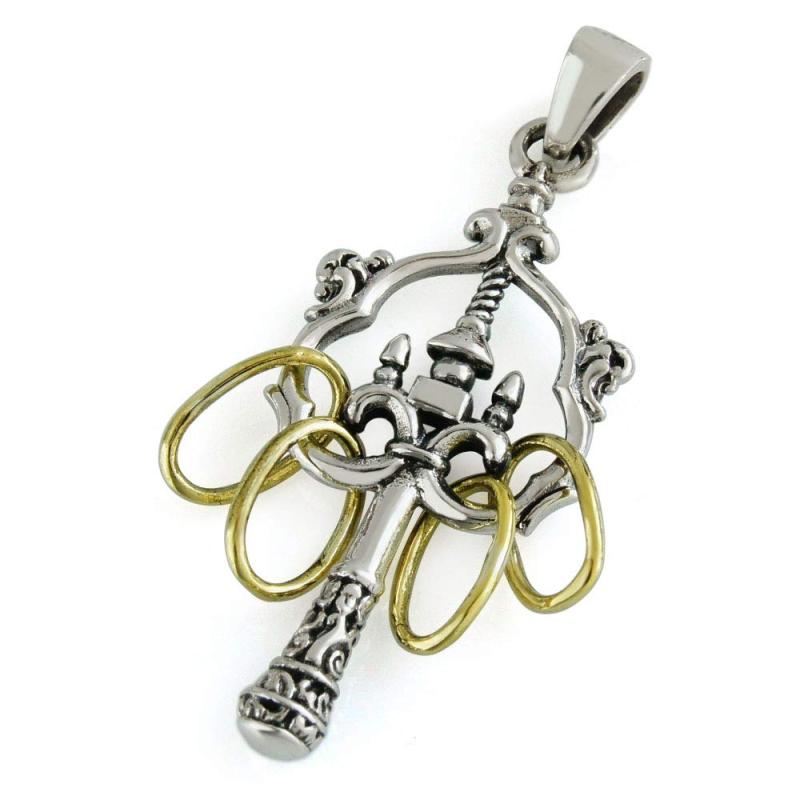[2PIECES] pe2177 [ブランド名 シルバーアクセサリー ペンダントトップ メンズ 錫杖 和風 ペンダントトップのみの商品