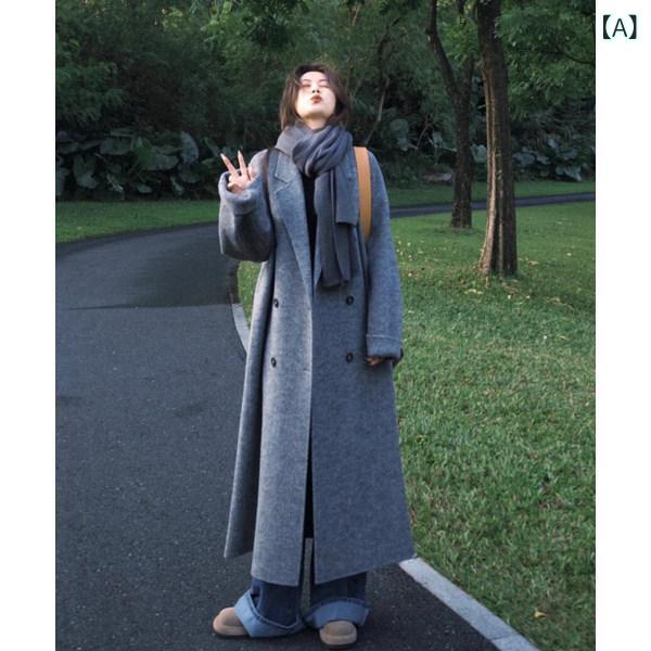 おしゃれ 秋冬 コート レディース 背の 高い 女性の ための エクストラ ロング ダブルフェイス カシミアコート 2025 秋 冬 ゆったりと スリムな 気質の 足首 ウール コート
