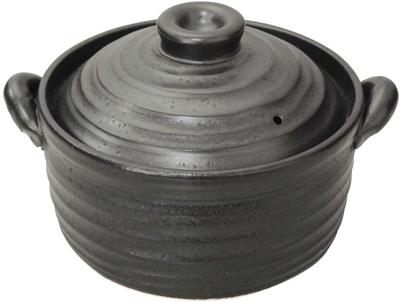 錫木 萬古焼 IH用・直火相応う ごはん鍋 2合 黒 9006-6022
