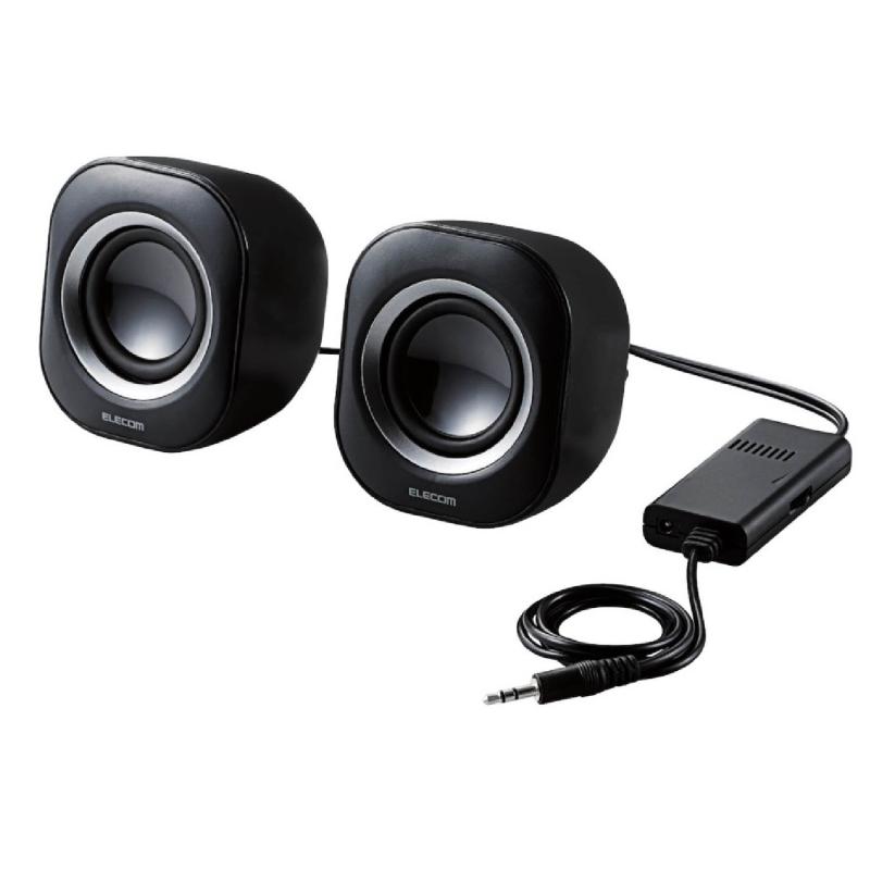 エレコム スピーカー 高出力 6W コンパクト ACアダプタ給電 ブラック MS-P08A