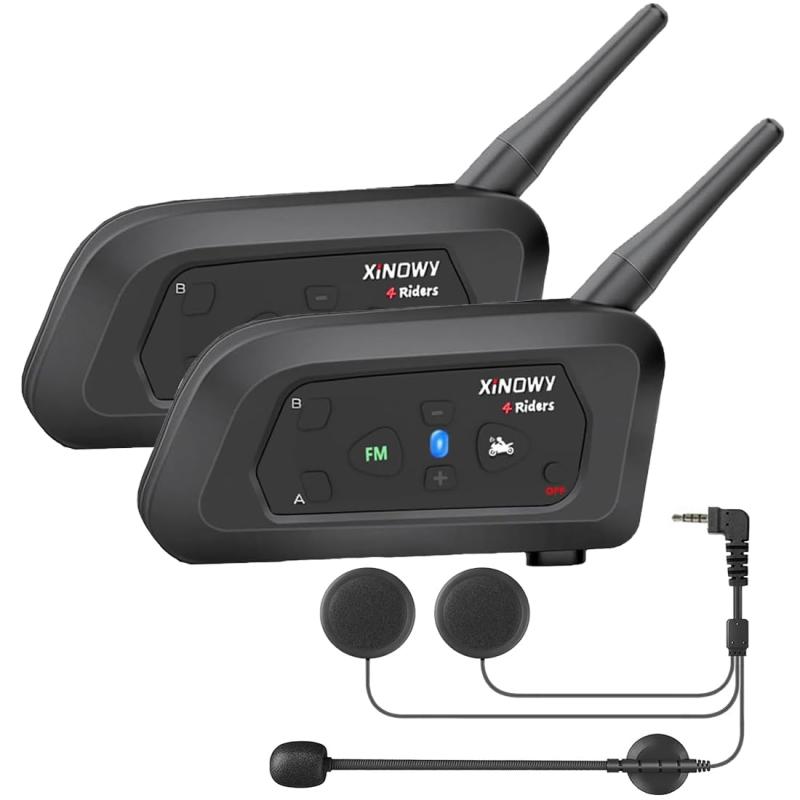 Mihono 4Riders Interphone バイク用 インカム V4 昇級版、ツーリング対応 4人同時通話可能 FMラジオ 音楽 IP65防水 ブルートゥース インターコム HI-FI音質 Siri対応 付属品全部同梱 日本語説明書「技適 13,819円