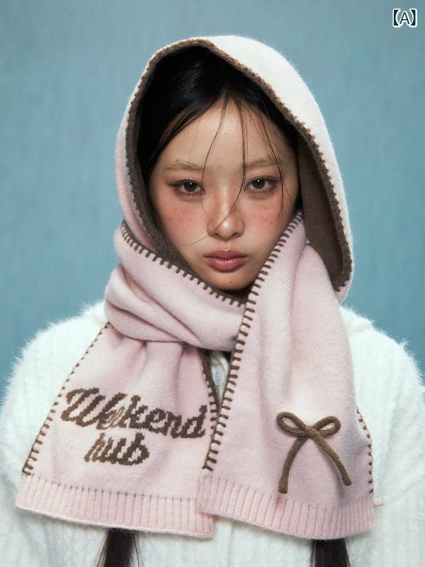 カーフ レディース Weekendhub ピンク マフラー レディース 2024年 冬 新作 高級 韓国 風 カシミア 文字入り
