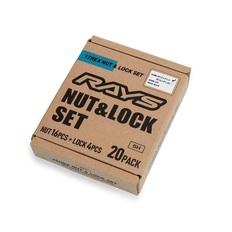 【RAYS(レイズ)】 17HEXロック&amp;ナットセット(5ホール用) M12&times;1.5 BK(ブラック) 74082000000BK｜SEIYUショップ