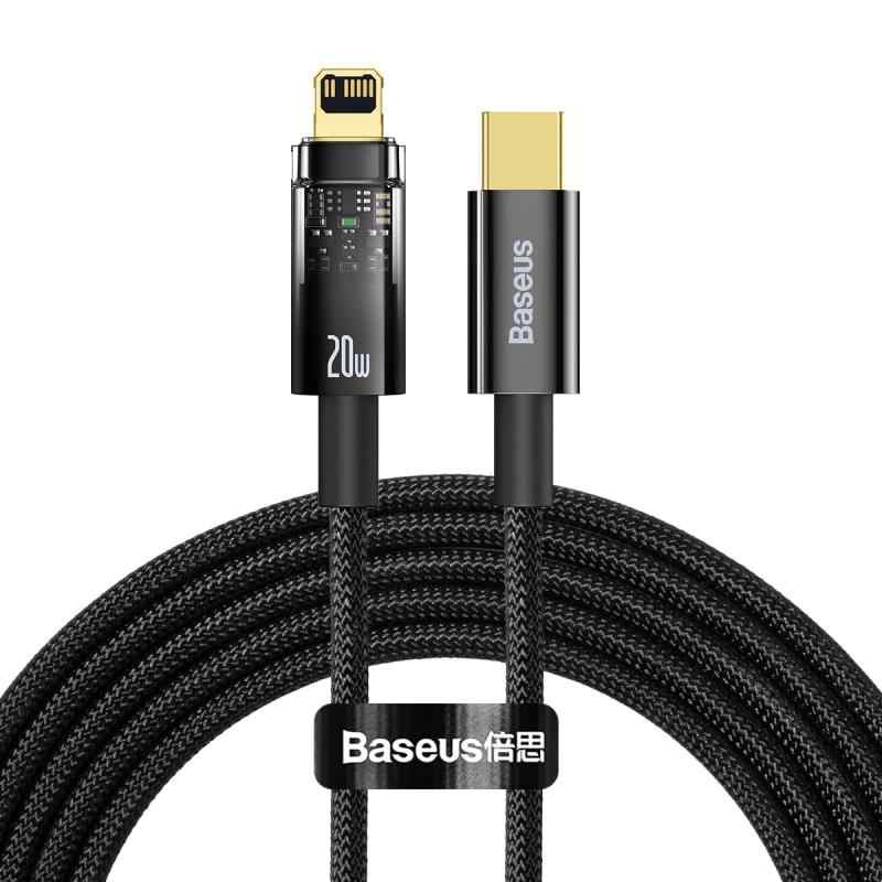 Baseus Baseus エクスプローラーシリーズ 自動電源オフ急速充電ケーブル 2m ナイロンケーブル ブラック Type-C to iP 20W CATS000101画像