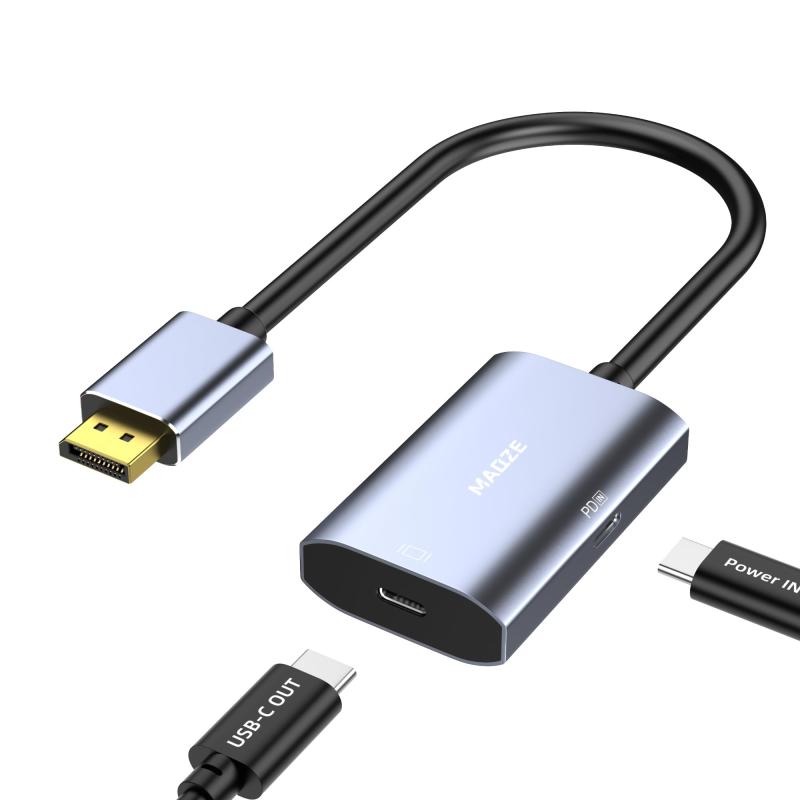 DisplayPort to USB-C 変換アダプター 8K@30Hz 4K@144Hz 0.5m PD 65W 給電対応 DP1.4 to USB-C モニター モバイルモニター 対応 ノートパソコン ゲーミング用 DP to Type-Cグラフェン