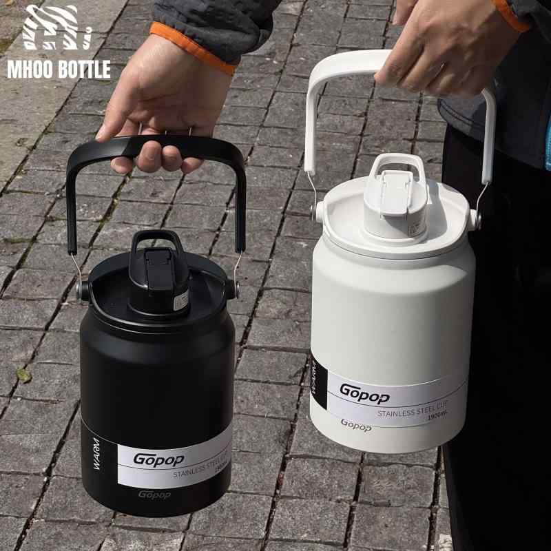 水筒 男性用 大容量 1900ml 保温保冷 304ステンレス 携帯 アウトドア ストロー 真空断熱 二重構造 耐久性 洗いやすい 漏れ防止 日常使い 旅行用 スポーツ