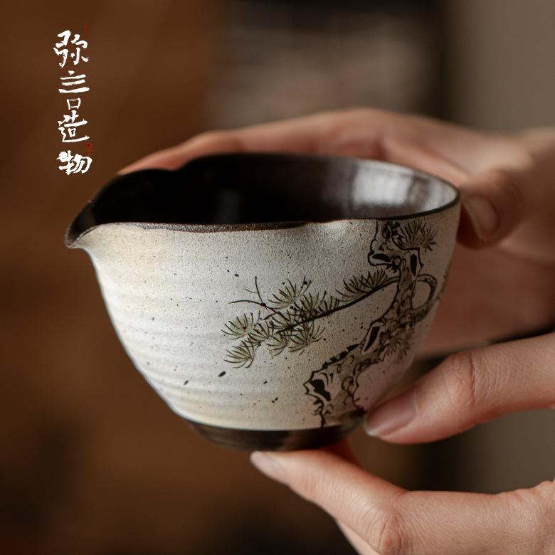 茶器 粗瀬戸もの 墨付き 松柄 粉引仕上げ 公道杯 分茶器 茶道御先棒  首尾一貫した注ぎ 言い慣わし芸術 瀬戸もの 日常使い走り 分かりやすい