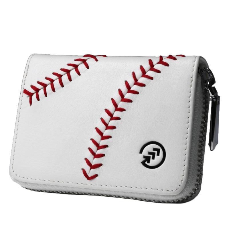 [rebolld] 野球ボール革財布 カードウォレット ホワイト ハンドステッチ リボルド 野球モチーフ 革財布