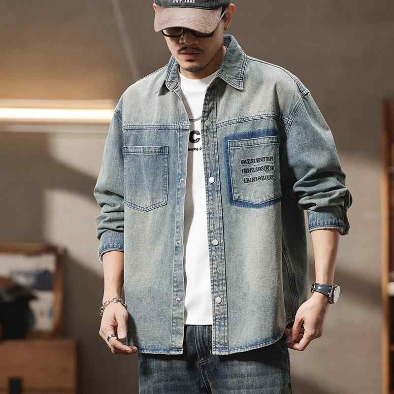 ジャケット メンズ デニム ゆったり ビッグシルエット 大きめサイズ クールスタイル カジュアル ストリート ヤング 春夏 コットン素材 耐久性高め 普段使い アウトドア