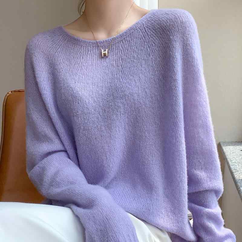 レディース ニットセーター 薄手 ゆったり カシミヤ混 ベルベット クルーネック インナー カジュアル 秋冬 トップス 暖かみ 柔らかい 素材 リラックススタイル 8,999円