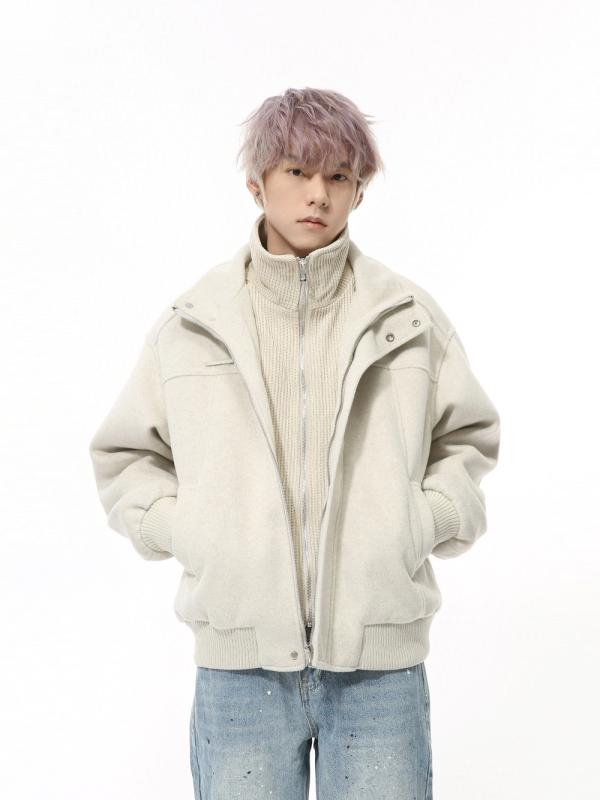メンズ 厚地の外套 朦々たる 綿入り口・入口 毛織 ジレー フェイクツーピース 保温 冬用 韓国 生あたたかい 花の冠yd 羊毛混 表どおり 普段使い