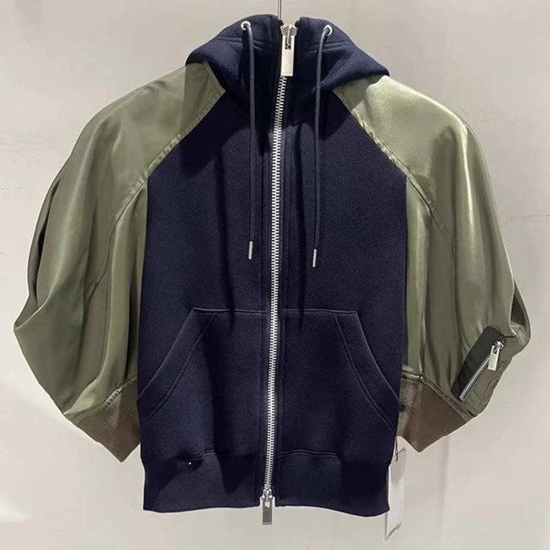 春 レディース ショート丈 ジャケット コントラストカラー 切り替え ジッパー デザイン 普段使い 汎用 アウター スタイリッシュ カジュアル 7,792円