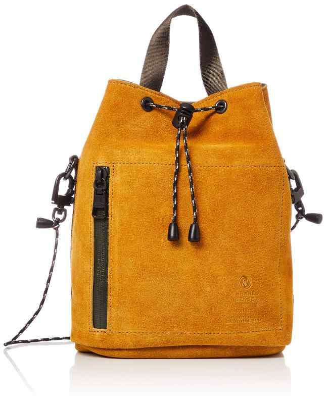[アッソブ] スエード 巾着バッグ ショルダーバッグ WATER PROOF SUEDE DRAW STRING BAG MUSTARD