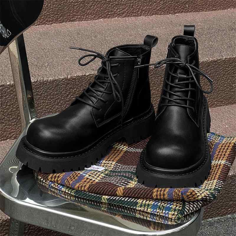 メンズ ブーツ 冬用 暖か ハイカット レザー 厚底 インソール 英国スタイル 軽量 アウトドア 普段使い